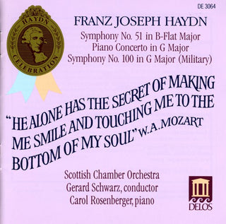 the album cover for Gerard Schwarz - Symphonies 51 & 100 / Piano Concerto