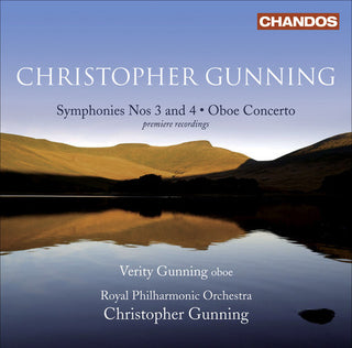 the album cover for Christopher Gunning - Symphonies Nos 3 & 4 Oboe Concerto