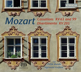 the album cover for La Petite Bande - Cassations KV63 & 99 / Divertimento KV205