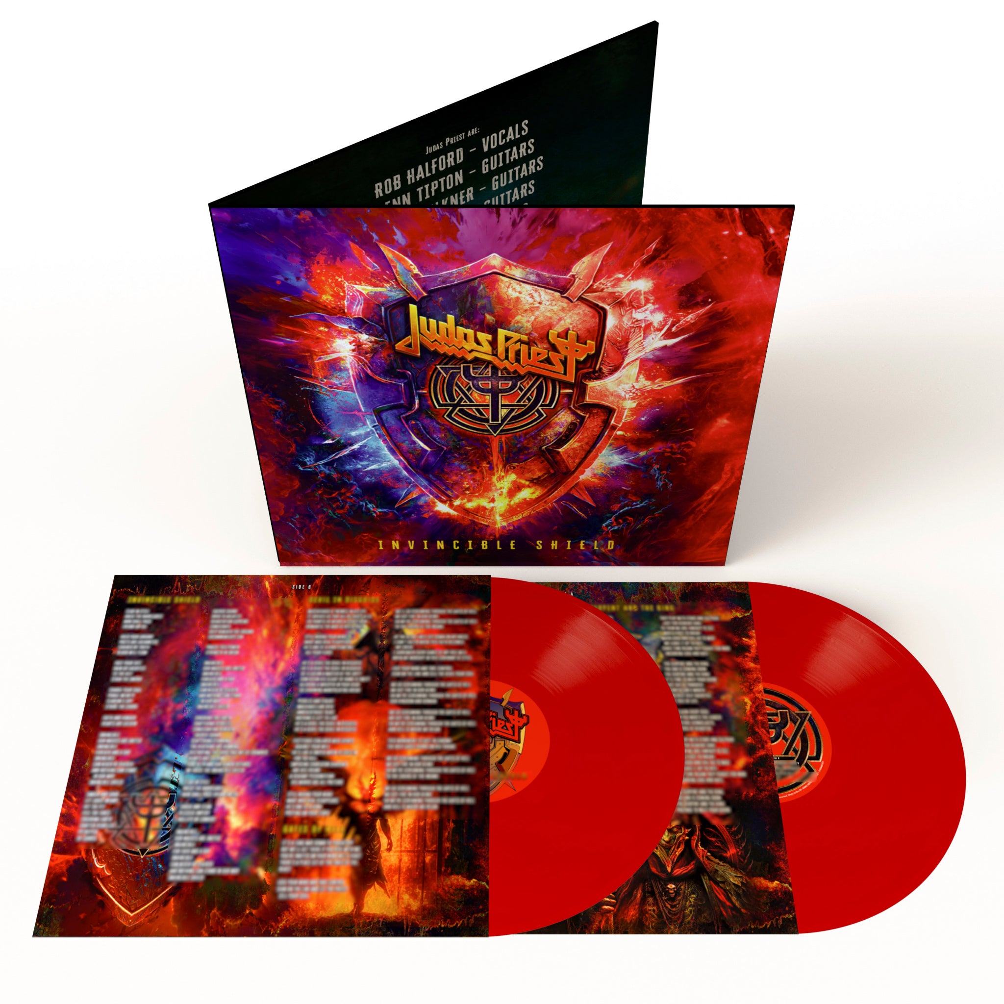 Judas Priest- Invincible Shield (Indie Exclusive Red Vinyl) (DAMAGED, CORNER DINGED)
