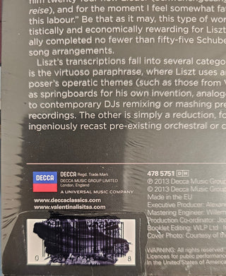 Liszt- Valentina Lisitsa Plays Liszt (Marker Through Barcode)(Sealed)