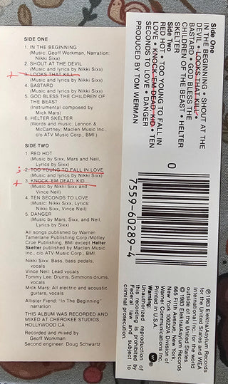 Motley Crue- Shout At The Devil (Writing On J Card)