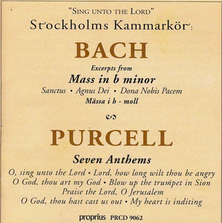 the album cover for J Bach S / Stockholms Kammarkor - Sing Unto The Lord