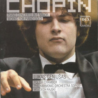the album cover for Lukas Geniusas - Piano Concerto 1 in E minor Opera 11 & Works for