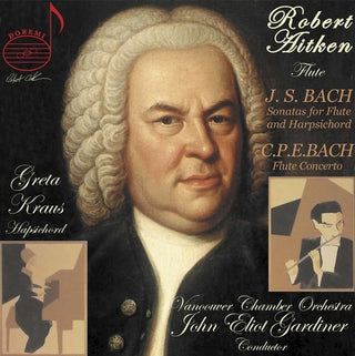 the album cover for J Bach S / Aitken / Vancouver Chamber Orch - Sonatas for Flute & Harpsichord