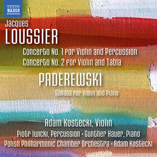 the album cover for Loussier / Paderewski - Violin Ctos 1 & 2 Sonata for Violin & Pno in