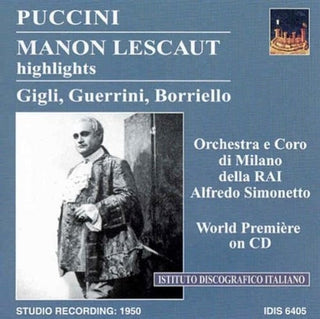 the album cover for Puccini / Borriello / Gigli / Guerrini - Puccini, G.: Manon Lescaut (Highlights) [1950]