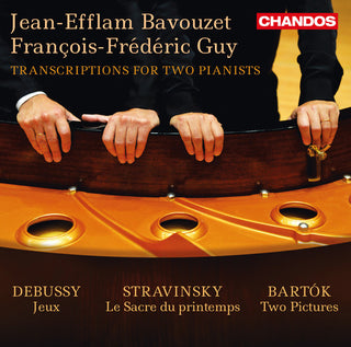 the album cover for Stravinsky / Bavouzet / Guy - Transcriptions for Two Pianists