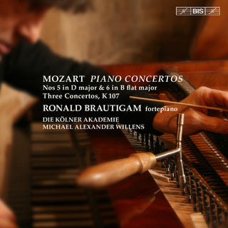 the album cover for Mozart / Ronald Brautigam - Piano Concertos Nos. 5 & 6 - Three Concertos K 107