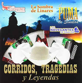 the album cover for Escorpiones De Durango / Sombra De Linares - Corridos Tragedias & Leyendas