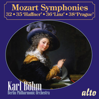 the album cover for Karl Bohm / Berlin Philharmonic Orchestra - Mozart: Symphonies 32, 35 Haffner, 36 Linz and 38 Prague