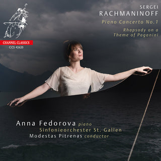 the album cover for Anna Fedorova - Rachmaninov: Piano Concerto No.1; Rhapsody on a Theme of Paganini