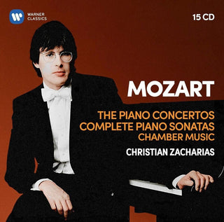 the album cover for Christian Zacharias - Mozart: Piano Concertos 5-27, 19 Piano Sonatas, Piano Quartets 1-2
