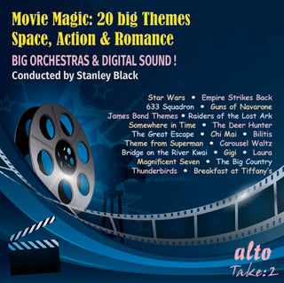 the album cover for Stanley Black - Movie Magic: 20 Big Themes Space Action & Romance