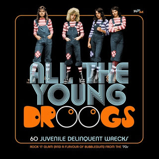the album cover for All The Young Droogs 60 Juvenile Delinquent / Var - All The Young Droogs: 60 Juvenile Delinquent Wrecks / Various