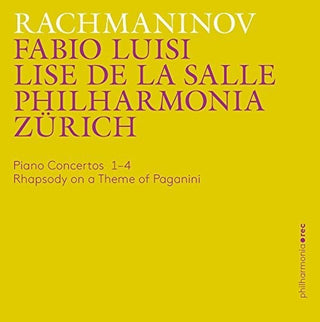 the album cover for Philharmonia Zürich - Rachmaninov: Piano Concertos 1-4 - Rhapsody on a Theme of Paganini