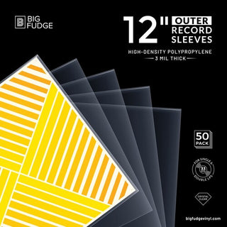 Big Fudge 12-inch Vinyl LP 3 Mil Record Outer Sleeves - 50 Pack (Crystal Clear)