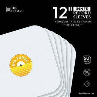 Big Fudge BFIS12x50US 12-inch LP Vinyl Record Round Corner Inner Sleeve 50 Pack White (Large Item, Large Item Exception)