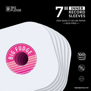 Big Fudge 7-inch 45RPM Vinyl Record Round Corner Inner Sleeves 100 Pack White