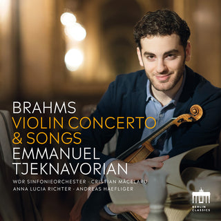 the album cover for Brahms / Tjeknavorian - Violin Concerto & Songs