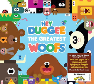 the album cover for Hey Duggee - Greatest Woofs [Gatefold Digipak Includes Sticker Pack]