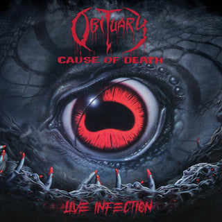 the album cover for Obituary - Cause of Death - Live Infection [Blood Red LP]