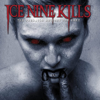 the album cover for Ice Nine Kills - The Predator Becomes The Prey [Clear w/ Smoky White Swirl LP]