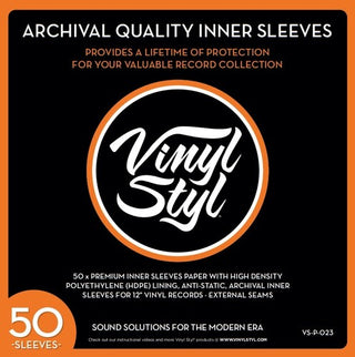 Vinyl Styl 12 Inch Archival Paper Inner Record Sleeves - HDPE-Lined - 50 Count