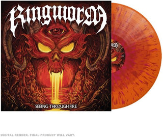 Ringworm- Seeing Through Fire - Red in Orange W/ Red & Magenta Splatter