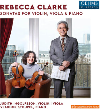 the album cover for Clarke / Ingolfsson / Stoupel - Sonatas for Violin Viola & Piano