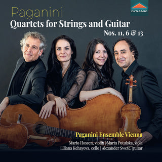 the album cover for Paganini / Paganini Ensemble Vienna - Quartets For Strings & Guitar Nos. 11, 6 & 13