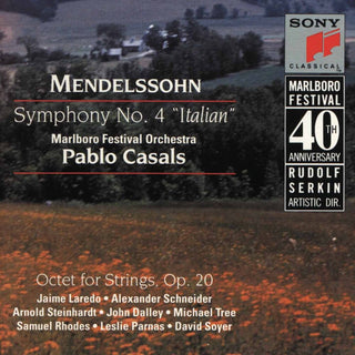 the album cover for Pablo Casals - Symphony No 4 Octet For String
