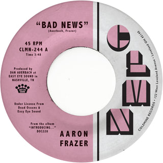 the album cover for Aaron Frazer - Bad News / Done Lyin