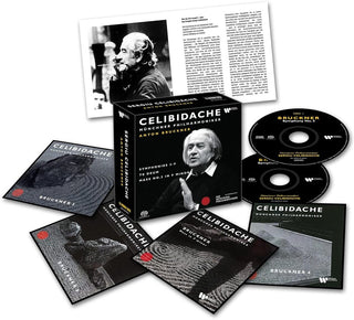 the album cover for Sergiu Celibidache  / Munchner Philharmoniker - Bruckner Symphonies 3-9 Te Deum Mass 3