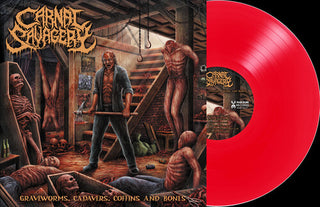 Carnal Savagery- Graveworms, Cadavers, Coffins and Bones - Clear Blood Red (PREORDER)