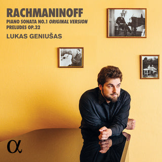 the album cover for Rachmaninoff / Geniusas - Piano Sonata No. 1 (Original Version) & Preludes