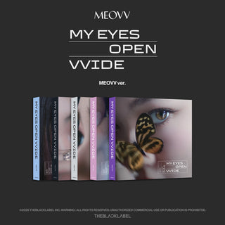 the album cover for Meovv - Meovv 1st Ep Album My Eyes Open Vvide (Meovv Ver.)