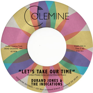 the album cover for Durand Jones  & The Indications - Let's Take Our Time / Flower Moon