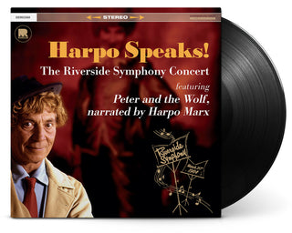 the album cover for Harpo Marx - Harpo Speaks! - The Riverside Symphony Concert featuring Peter and the Wolf