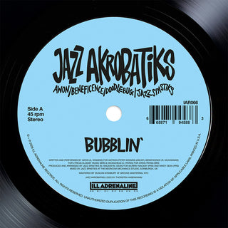 the album cover for Jazz Akrobatiks (Awon, Beneficence, Doodlebug & Jazz Spastiks) - Bubblin'