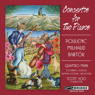 the album cover for Quattro Mani - Concertos for Two Pianos