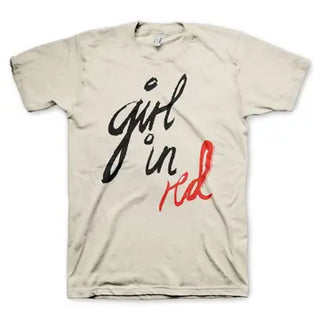 Girl In Red Cursive Logo T-Shirt, Cream