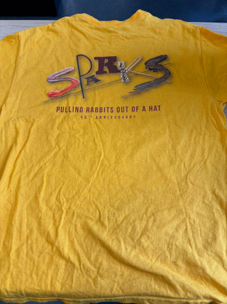 Sparks Pulling Rabbits Out Of A Hat 40th Anniversary T-Shirt, Yellow, L