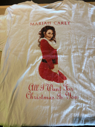 Mariah Carey All I Want For Christmas Is You T-Shirt, White, L