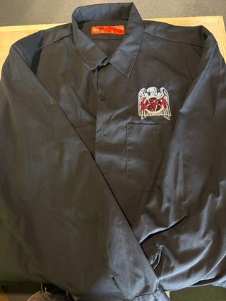 Slayer Logo Dickies Longsleeve Button Up, Black, 2XL