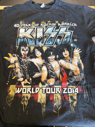 Kiss World Tour 2014 40 Years Rockin T-Shirt, Black, M