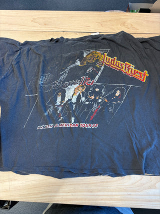 1988 Judas Priest Ram It Down Tour W/ Cinderella Half Torso T-Shirt, XL (Wear & Minor Holes, See Description)