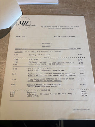 Metalshop- Radio's Weekly Metal Magazine: 10/28/1988 (ft Metallica, Ozzy Osbourne, Ratt & More)(w/Cue Sheet)
