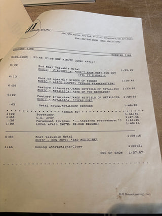 Metalshop- Radio's Weekly Metal Magazine: 10/28/1988 (ft Metallica, Ozzy Osbourne, Ratt & More)(w/Cue Sheet)