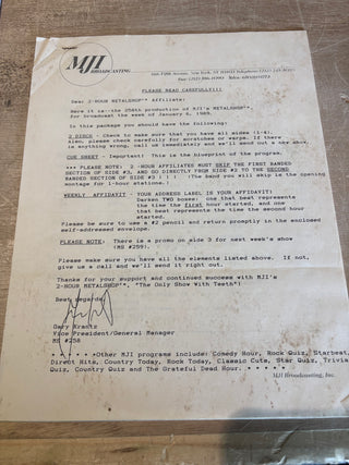 Metalshop- Radio's Weekly Metal Magazine: 1/6/1989 (ft Guns N Roses, Ozzy Osbourne, Metallica, Kiss & More)(w/Cue Sheet)